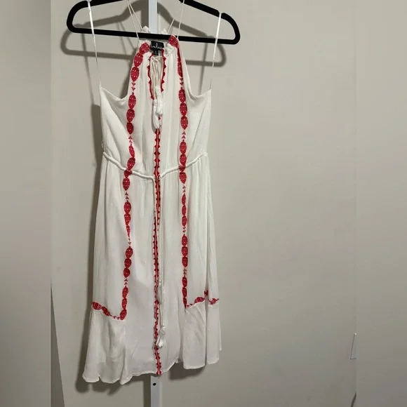 Lulu's White and Pink Midi Dress - Picture 3 of 5